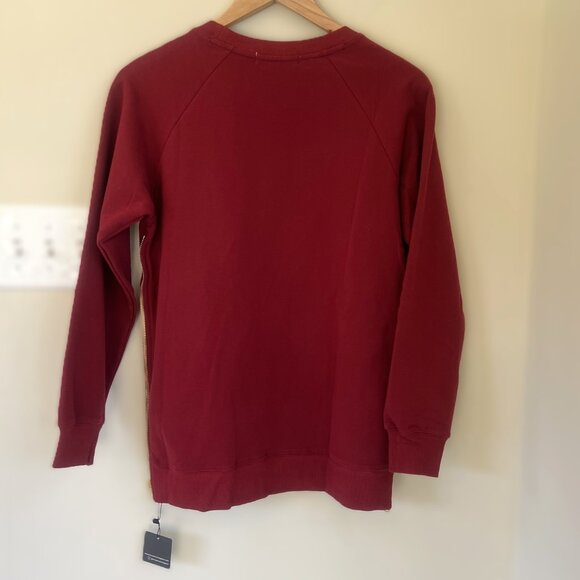 NWT MoveMama Brass Zip Sweatshirt, Burgundy, Size XS - Picture 3 of 11